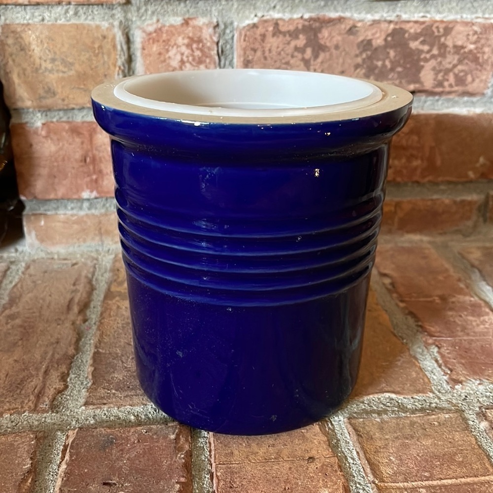 The Pampered Chef Family Heritage Stoneware Blue Glazed Crock w/ Liner
